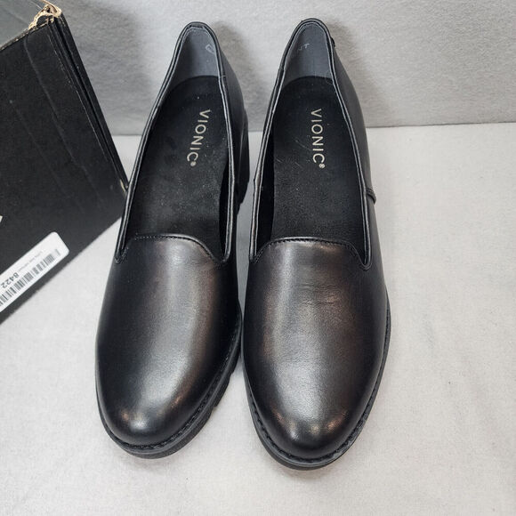 Vionic‎ Willa Wedge Women's Slip-on Loafer Black Leather - 8 Medium - Picture 3 of 10